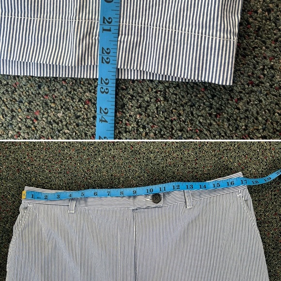 LAND’S END Blue & White Striped Seersucker Shorts Elastic Waist Comfy Casual 16 - Picture 15 of 16